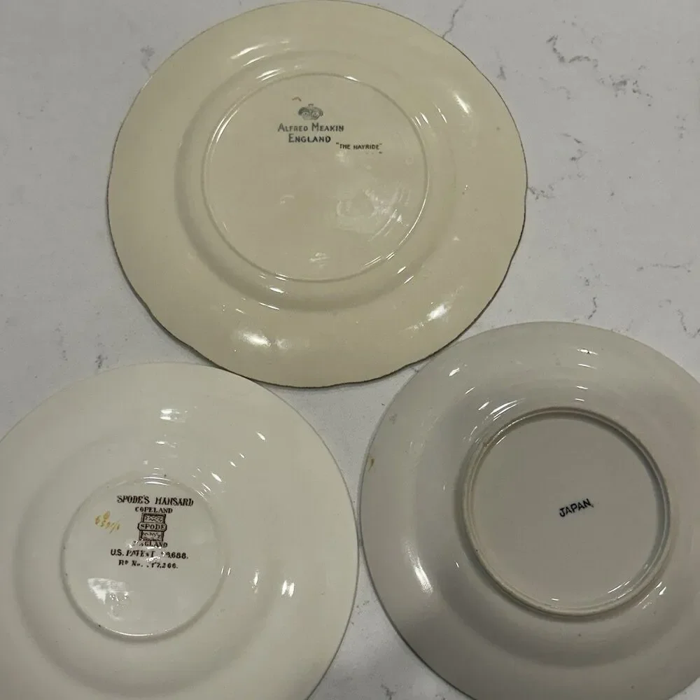 Vintage Mismatched English China Dessert Plates Set of 6 Spode Meakin